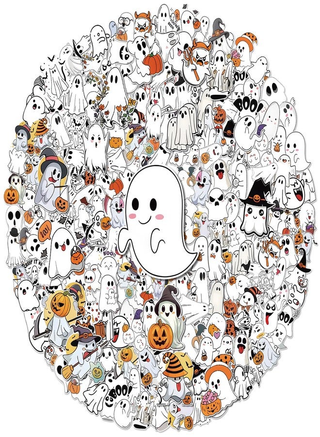 Anwyll 300Pcs Halloween Stickers for Kids - Cute Halloween Ghost Stickers Vinyl Happy Halloweens Water Bottle Sticker Bulk Self Adhesive BOO Spooky Ghost Face Sticker for Adults Teen Party Favor Decor - Image 1